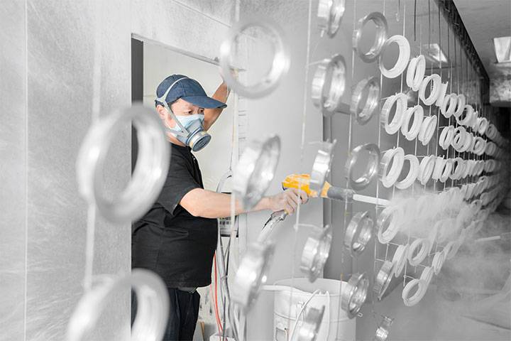 Panoramic view of German automatic paint spray booth